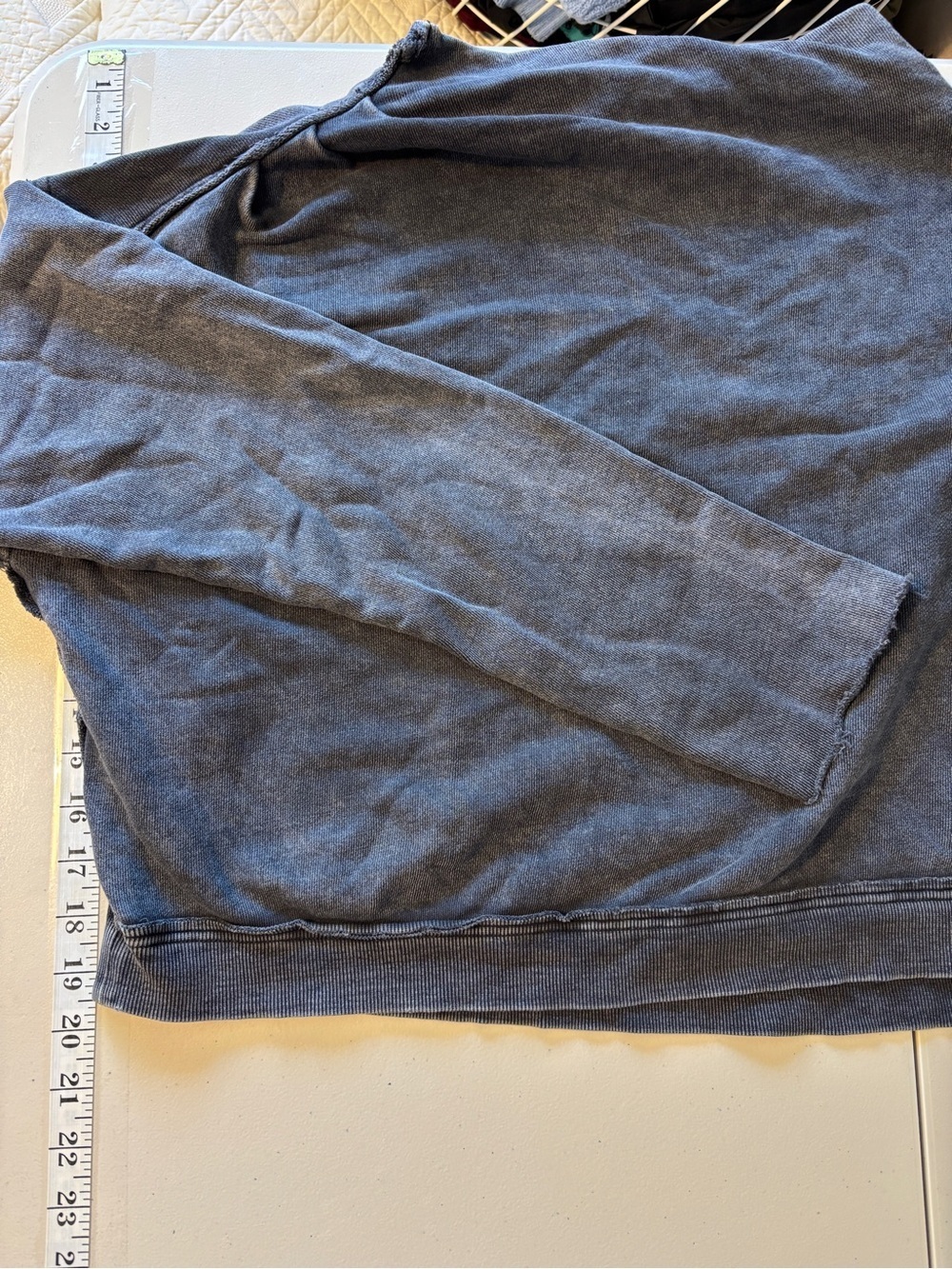 Free People Grey Mock Neck Sweatshirt Size Small Distressed Grunge Whimsigoth - Picture 9 of 11